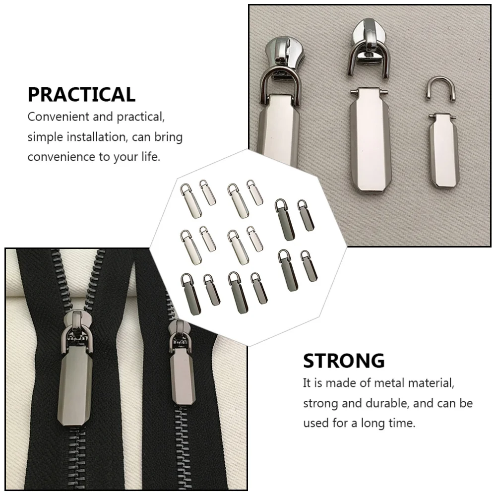 

16pcs Practical Zipper Head Detachable Zipper Tab Luggage Bag Accessories