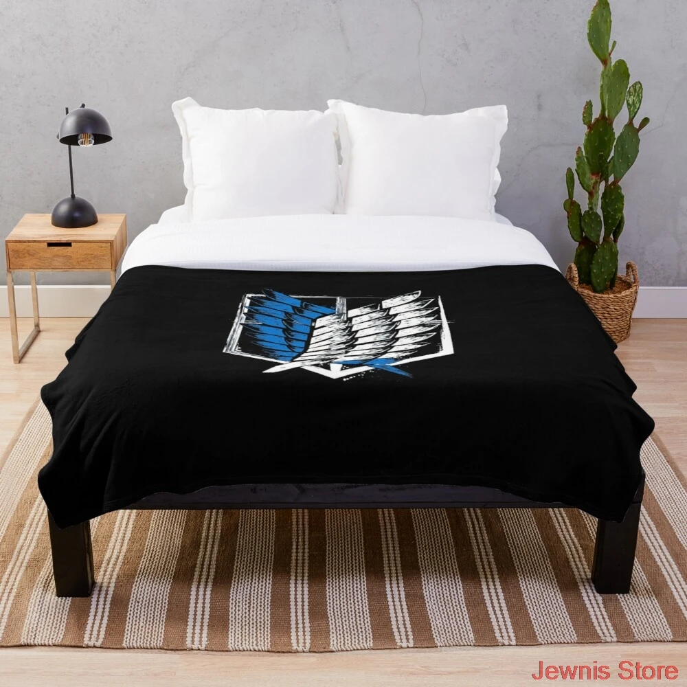 

Attack On Titan Wings of Freedom Throw Blanket Fleece for Beds Thick Quilt Fashion Bedspread Sherpa Throw Blanket Adults Kids