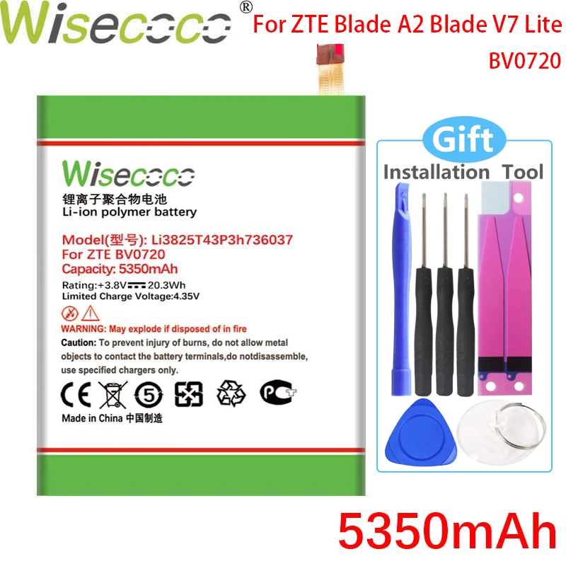 

Батарея WISECOCO 5350 мАч Li3825T43P3h736037 для телефона ZTE Blade A2 Blade V7 Lite Dual SIM BV0720 + номер для отслеживания
