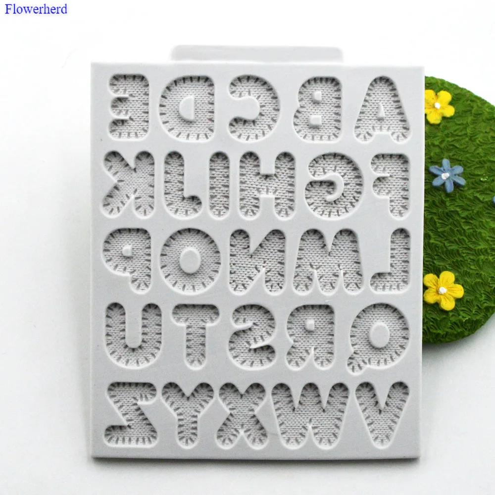 Новые льняные отделка 26 букв английского алфавита Fondant (сахарная) торта силикона