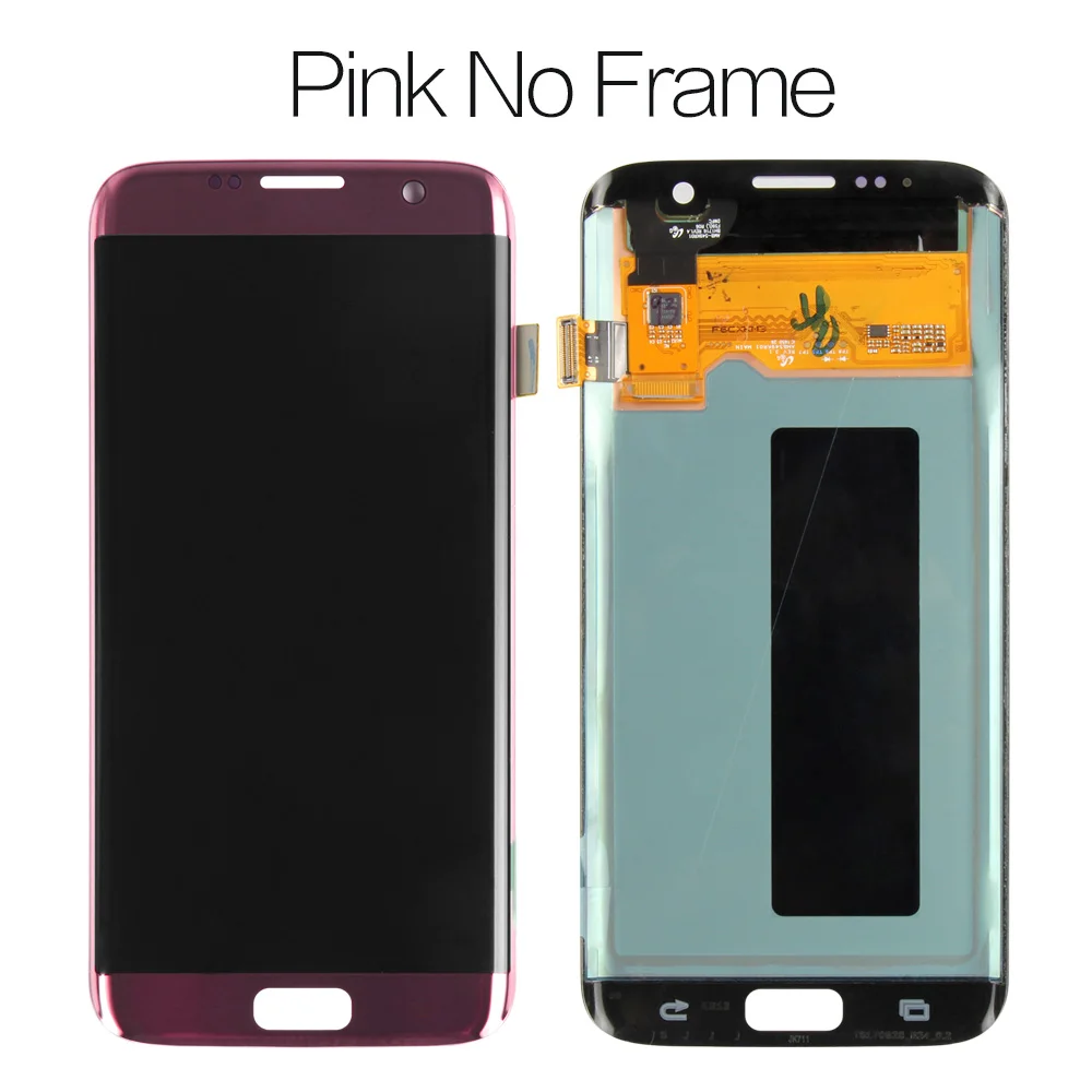 Pink no Frame Супер AMOLED lcd Замена для samsung S7 Edge G935F G935A G9350 lcd дигитайзер сенсорный экран с рамкой экрана - Цвет: Pink no Frame