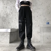 houzhou gothic techwear black cargo pants women punk streetwear high waist joggers oversize casual trousers for female harajuku