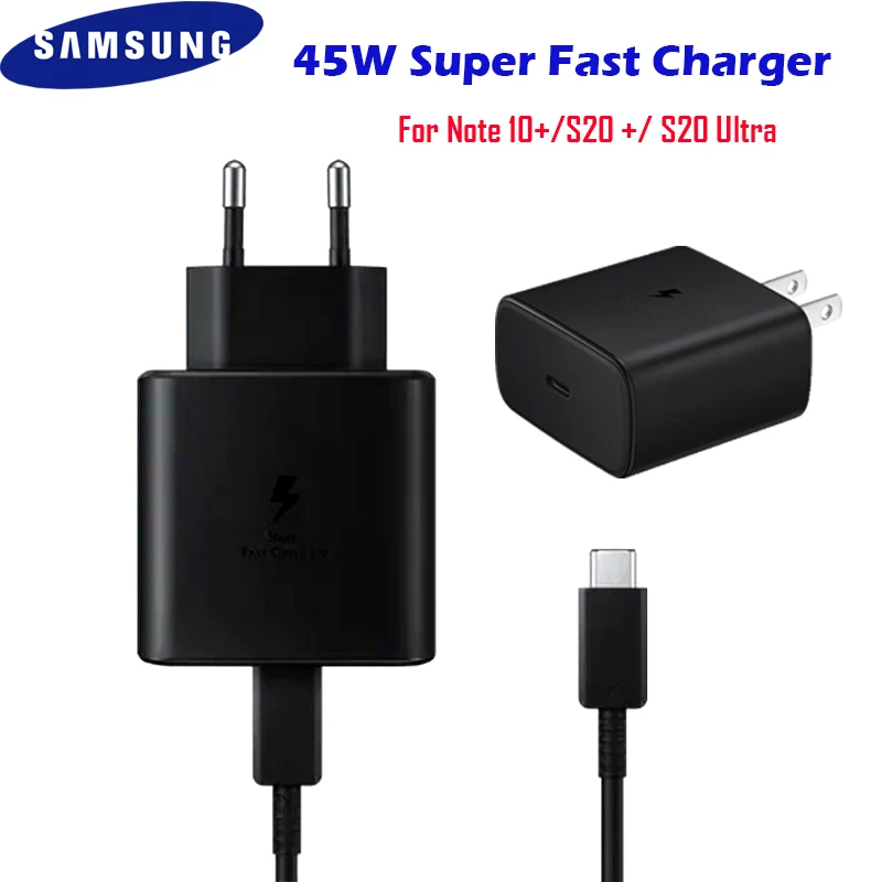 Оригинал Samsung 45 Вт супер быстрое зарядное устройство EP-TA845 PD Power ввиде штепсельной