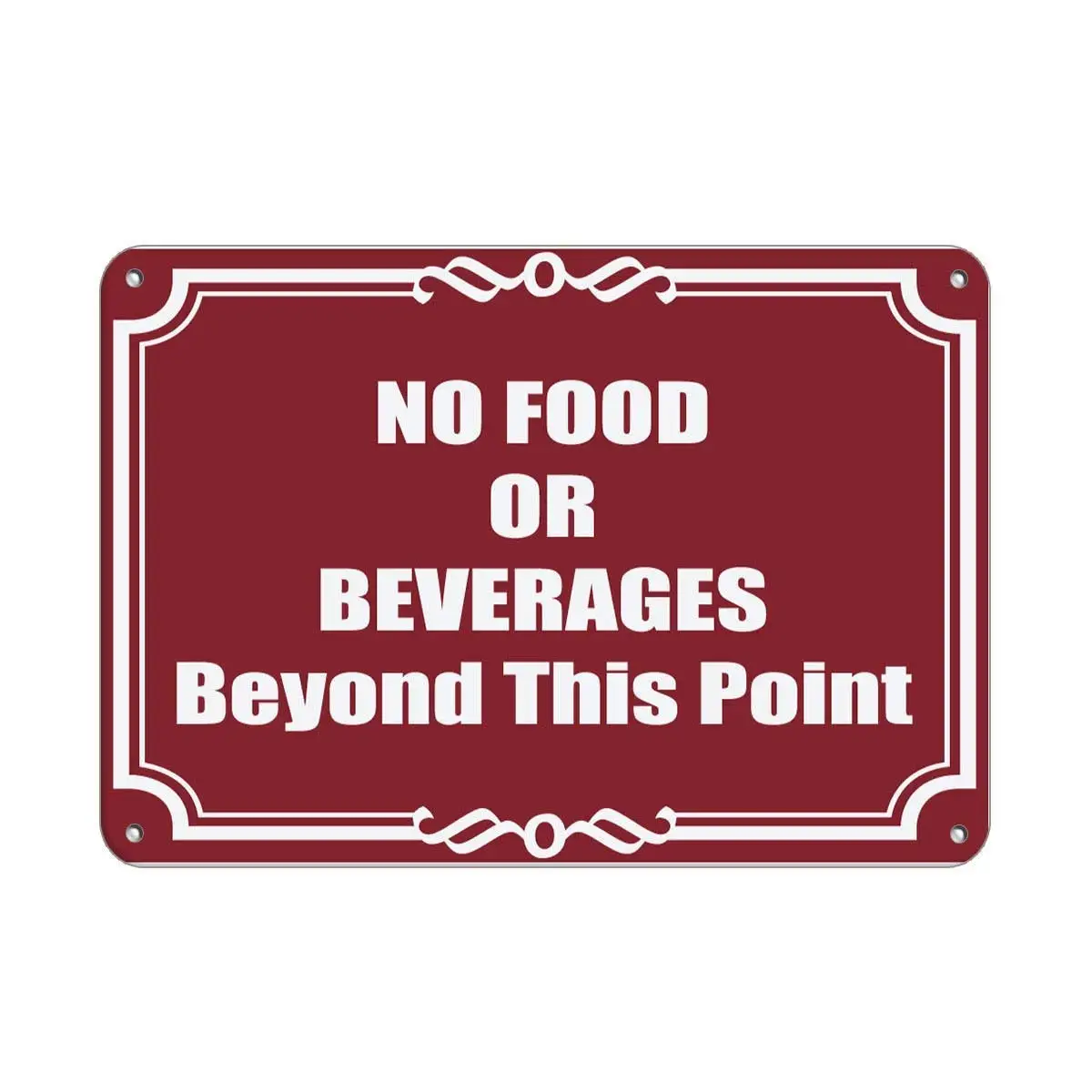 

Great Tin Sign Aluminum no Food or Beverages Beyond This Point Outdoor Indoor Sign Wall Decoration