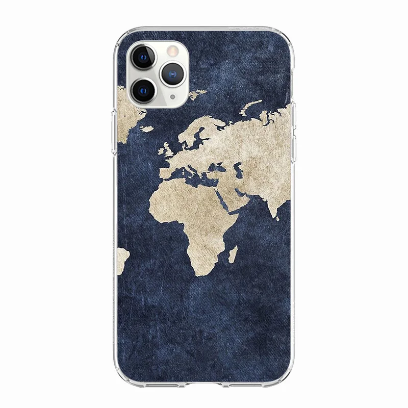 

ciciber Case For iPhone 11 Case Cover for Iphone 12 XR 11 Pro XS Max mini 7 X 8 6 6S Plus 5S SE 2020 World Map Travel Silicone