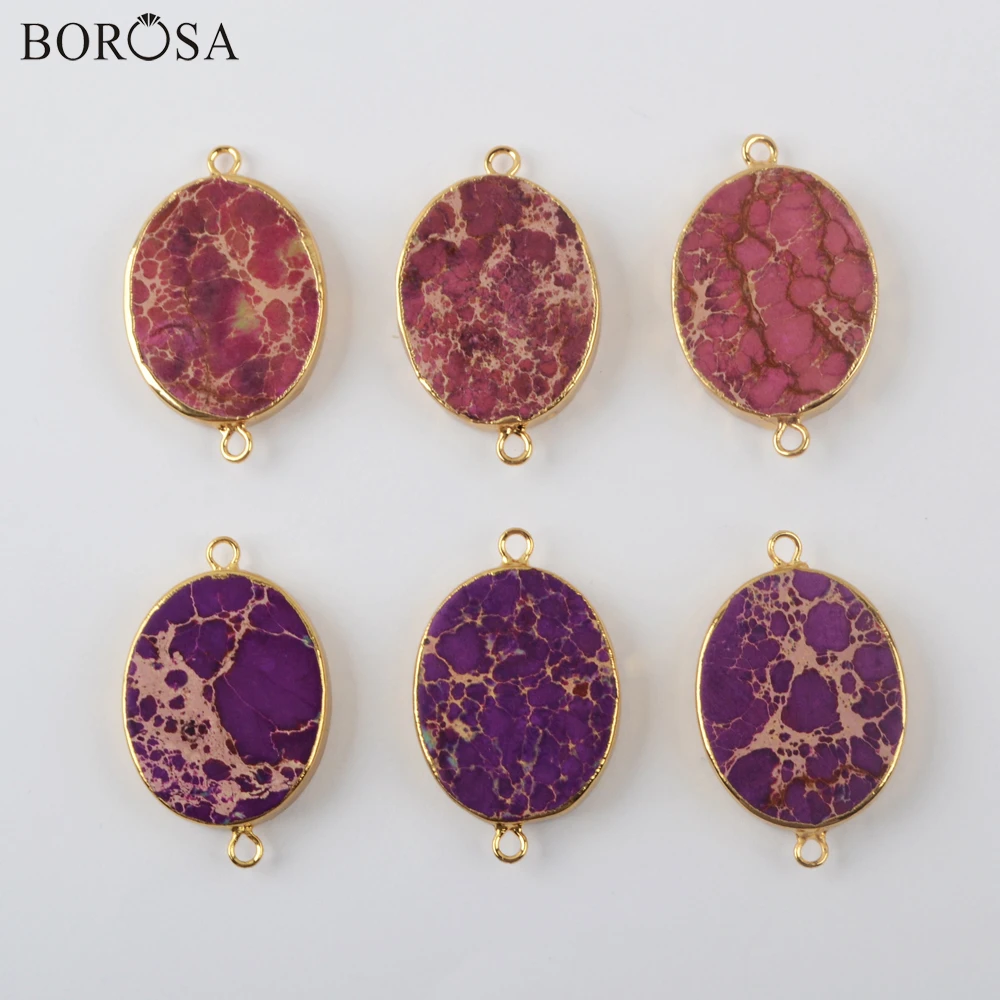 

BOROSA New Oval Red Sea Sediment Jaspers Connectors Unique Veins Natural Stone Charm for Bracelets Jewelry Accessories G1958-1