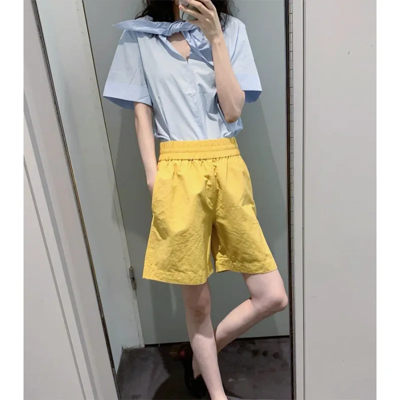 

2021 Summer New Fashion Solid Cotton Lace Loose Short Sleeve Temperament Fashion Casual Simplicity Shirts for Women Donsignet