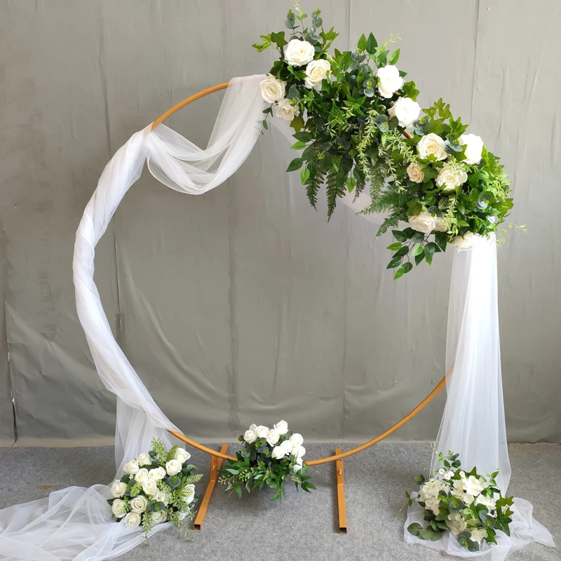 

Iron Circle Wedding Birthday Arch Background Decoration Wrought Props Single Flower Outdoor Lawn Mesh Screen Road Guide