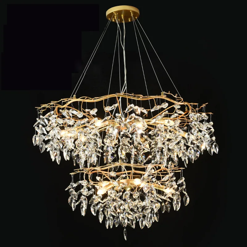 

Modern Led Chandeliers Hotel Hall Decoration Ceiling Chandelier Lighting Luxury Gold Crystal Loft Hanging Lamps for Living Room