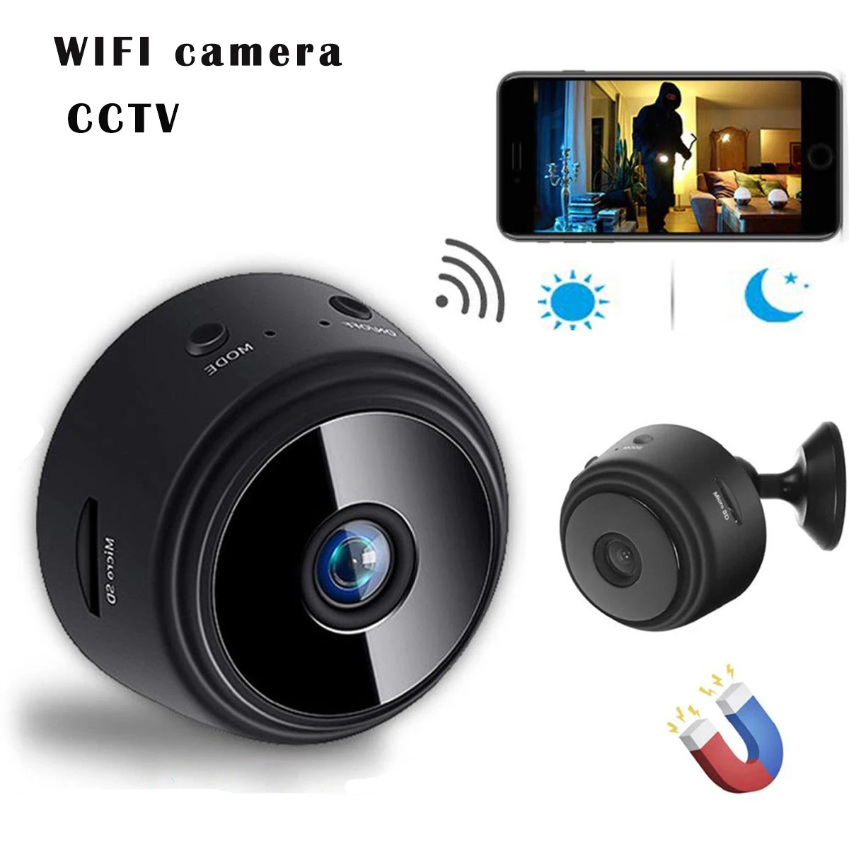 

A9 Wireless Ip Mini Camera, Home Security Camera WiFi, Night Vision 1080P Wireless Surveillance Camera Remote Monitor Aerial