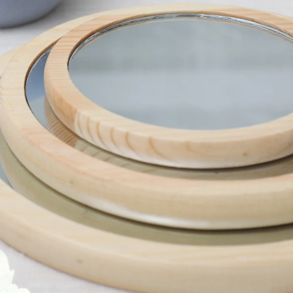 Зеркало из натурального дерева портативное винтажное компактное зеркало для