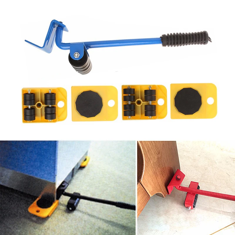 5Pcs Furniture Transport Lifter Tool Set Heavy Stuffs Moving Hand Tools Wheel Bar Mover Device Max Up For 100Kg/220Lbs | Инструменты