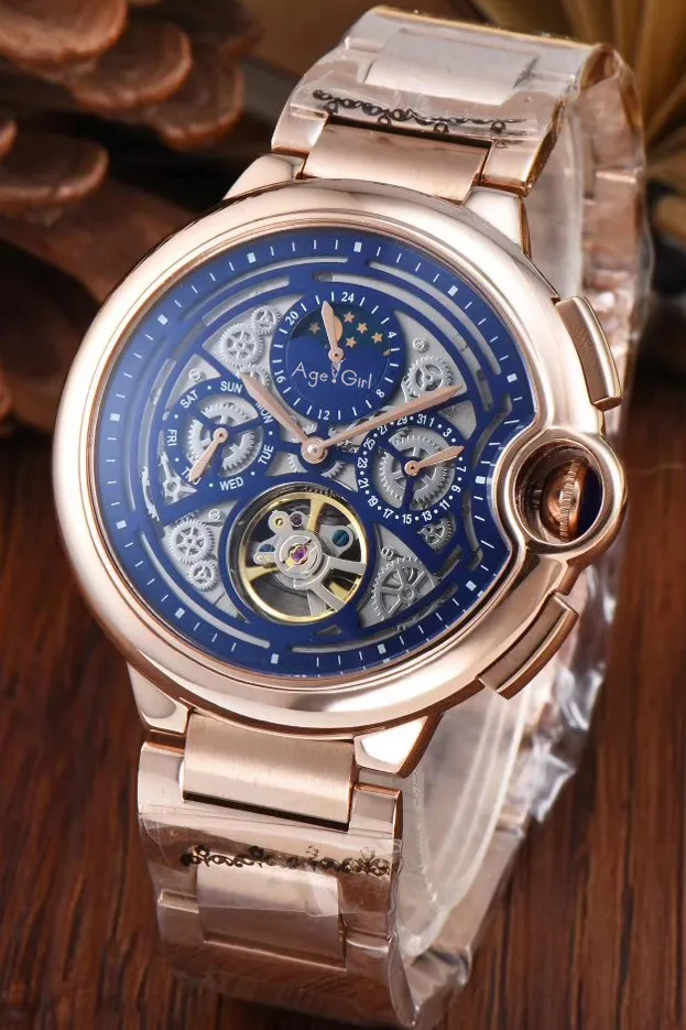 

Luxury New Automatic Mechanical Men Watch GMT Silver Black Rose Gold Daydate MoonPhase Watches Black Blue Tourbillion AAA+