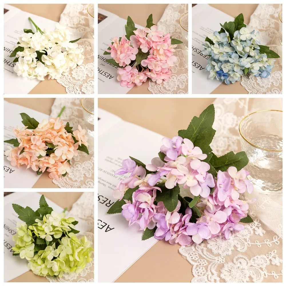 

European retro fall British Hydrangea small branch artificial silk flower wedding DIY scrapbook flores artificiales house decor