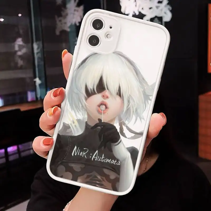 

Nier Automata 2b Anime luxury Phone Cases shellmatte transparent For iphone 7 8 11 12 plus mini x xs xr pro max cover