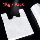 Бесплатная доставка, 1 кг белый прозрачный пластиковый жилет, сумка для супермаркета, сумка для покупок, сумка, безрукавка сумка