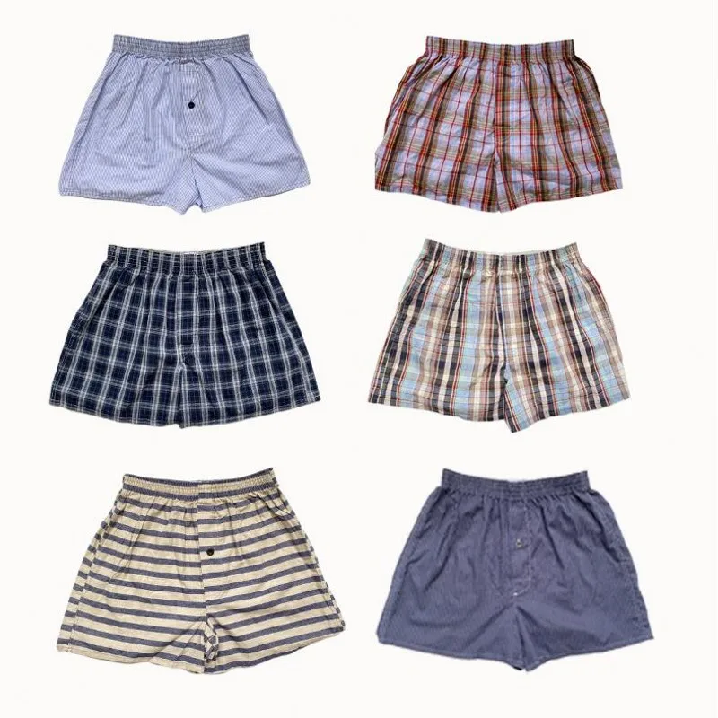 

5Pcs Underwear Boxer 6XL Plaid Shorts Homewear Cotton Underpants Quality Striped Loose Comfortable Arrow Pants