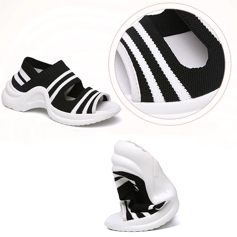 Женские спортивные сандалии на платформе с открытым носком женские эластичные