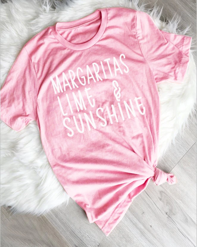 

Женская футболка с надписью «Margaritas Lime and Sunshine», желто-розовая футболка в стиле tumblr, футболка-J900