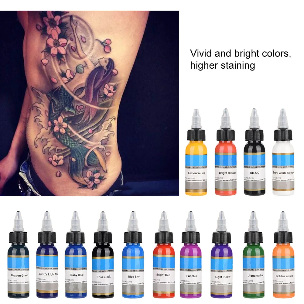 14 Colors 30ML/Bottle Professional Safe Tattoo Pigment Microblading Body Paint Semipermanent Eyebrow Permanent Makeup Tattoo Ink 3pcs permanent tattoo colors black ink 12oz 360ml bottle body painted nonpoisonous professional permanent tattoo ink