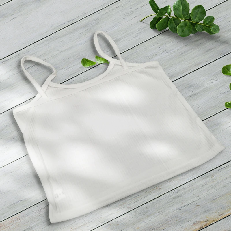 Кроп-Топ женский из 95% хлопка пикантная однотонная майка на бретелях без рукавов