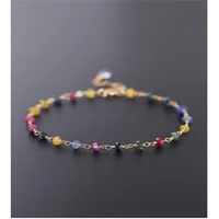 daimi faceted colorful sapphire bracelet female gemstones genuine yellow 14k gold injection jewelry bracelet gift