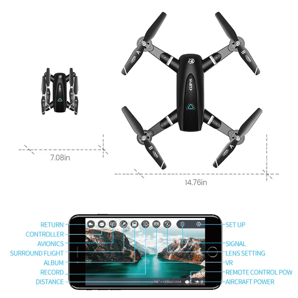 1080P hd-камера Дрон 5G gps WiFi FPV без сигнала возврата RC вертолет полета 20 минут Квадрокоптер Дрон с камерой