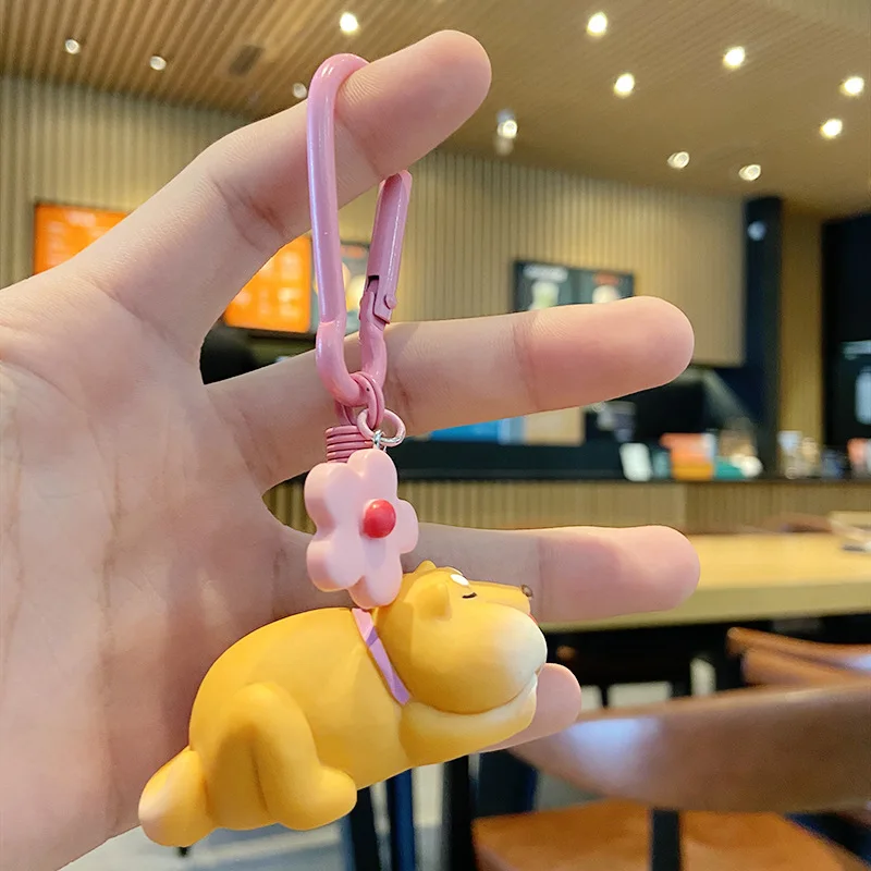 

Cute Dog Keychain Korean Fashion Flower Flower Key Pendant Creative Cartoon Plastic Animal Keychains For Women Bag Gifts Fashion