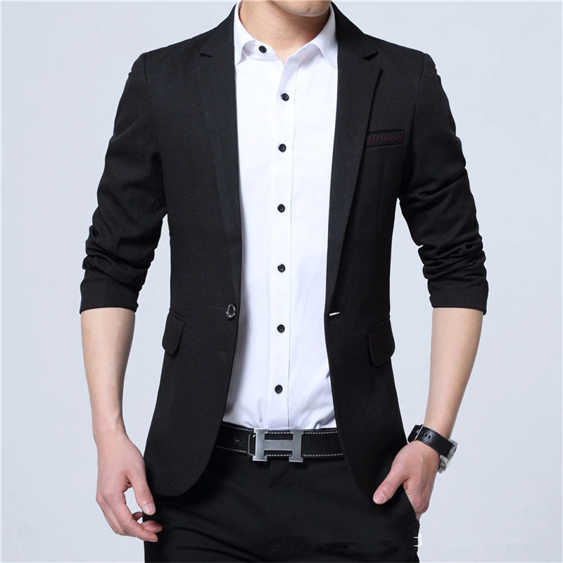 

2021 New Spring and Autumn thin Casual Men Blazer Cotton Slim England Suit Masculino Male Jacket Blazer Men Size M-5XL