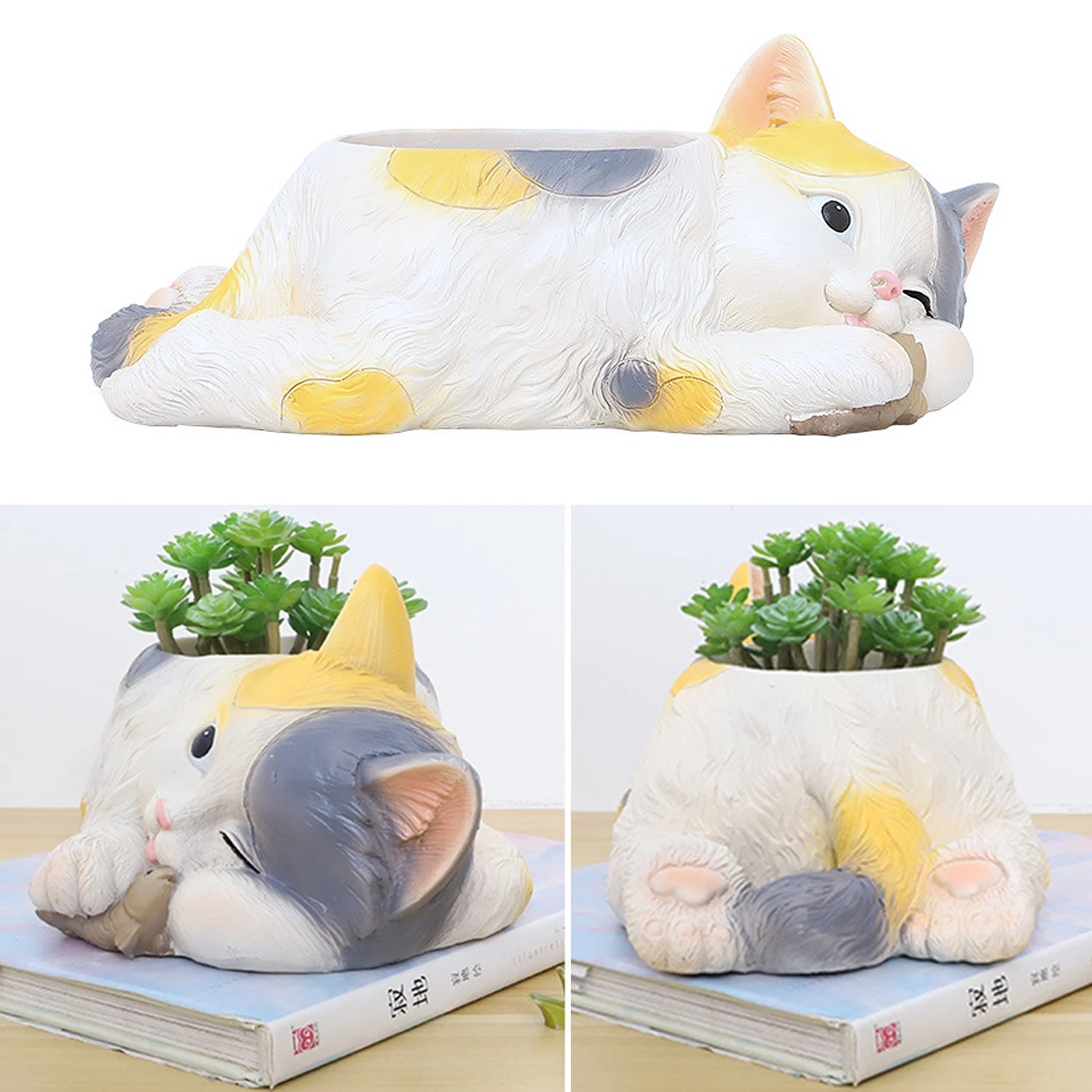 

Cute Desktop Decorative Flowerpot Cat-shaped Innovative Resin Flowerpot, Suitable For Planting Succulents, Moss, And Green Plant