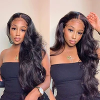 13x6 hd transparent swiss lace frontal 100 human hair wig body wave wavy for black women remy human hair natural color