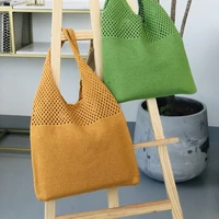 casual hollow woven women handbag designer knitting shoulder bag large capacity tote summer beach bag big purses shopper sac