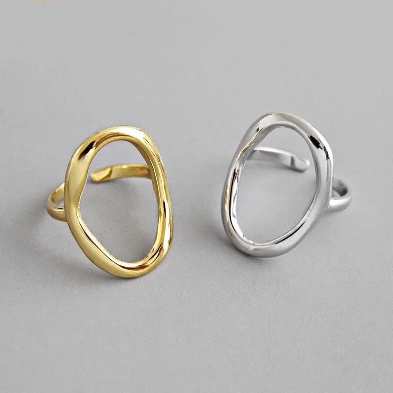 

2021 Fashion Geometric Irregular Twist Hollow Out Gold Silver Color Metal Rings for Women Minimalist Ring Party Jewelry Gifts