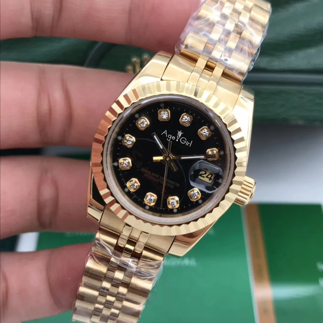 

Classic New Stainless Steel Sapphire Watch Women Lady Automatic Mechanical Diamond Silver Gold Black White Datejust 26mm