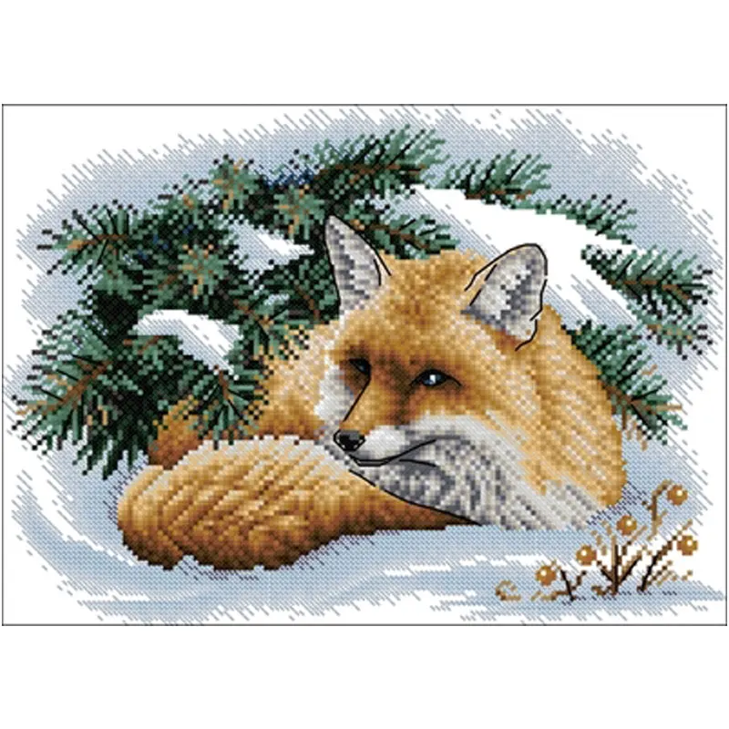

Fox in the snow patterns Counted Cross Stitch 11CT 14CT 18CT DIY Cross Stitch Kits Embroidery Needlework Sets home decor