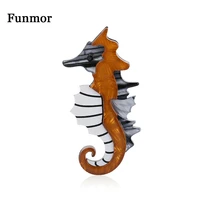 funmor vivid aquatic creatures seahorse brooch acrylic animal jewelry for women men party accessories routine ornaments presents