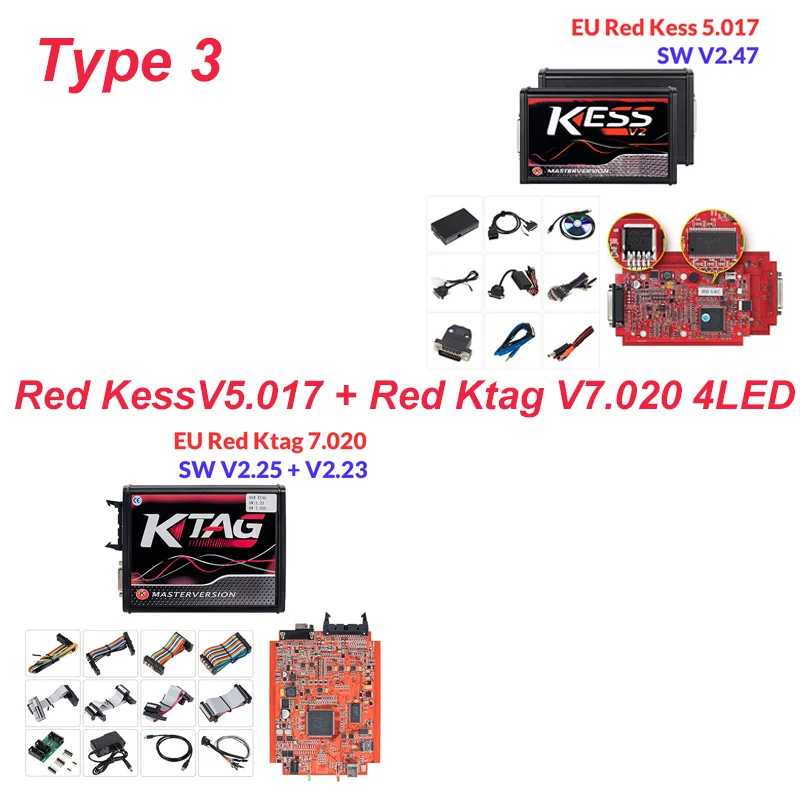 Kess and Ktag Красный KESS V2.47 V5.017 без жетонов ЭБУ чип Тюнинг мастер ЭКЮ программист KESS V2 менеджер Тюнинг Комплект для автомобиля/грузовика - Цвет: Kess and Ktag