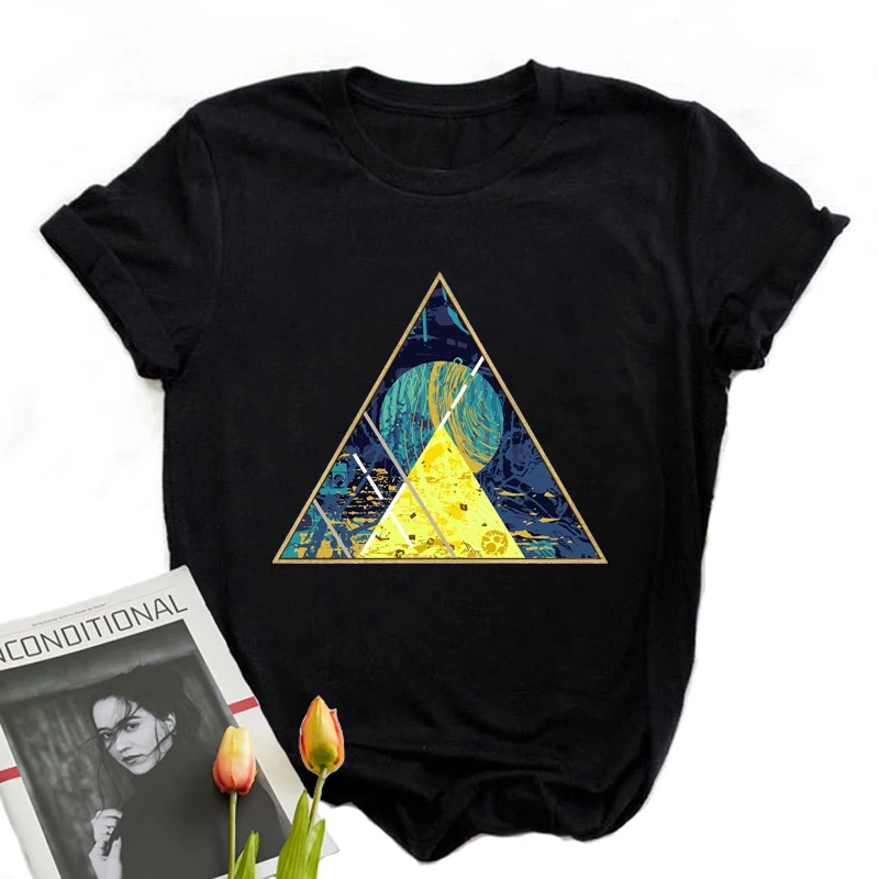 

Designer Clothes Tshirts Tie Dye T-Shirt Women Starry Sky Triangle Printing Goblincore Clothing Women Plus Size Fashion Tee