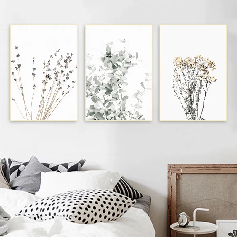 

Nordic Style Lavender Eucalyptus Poster Plant Canvas Painting Farmhouse Wall Art Picture Living Room Home Decoration Mural