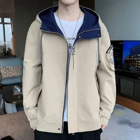 korean version of the trend of casual all match tooling jacket spring and autumn men fashion hooded jacket lightweight jacket