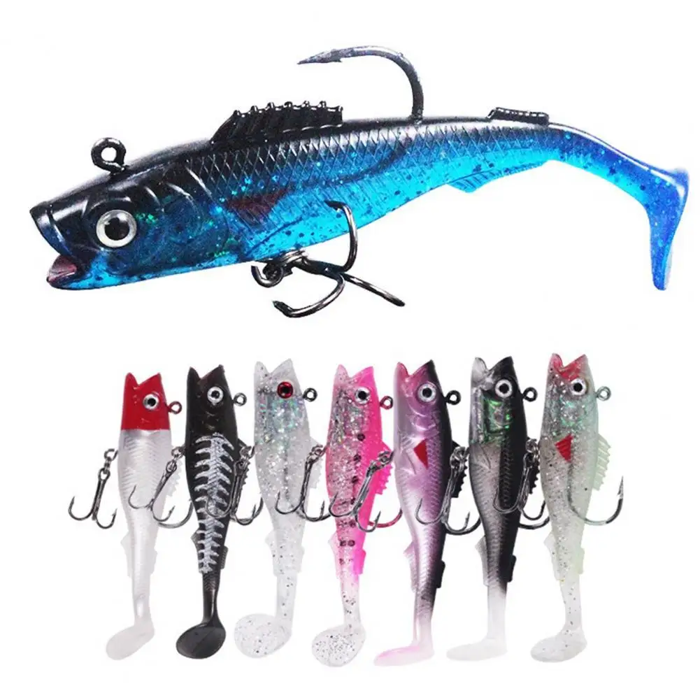 

10Pcs/Set Fishing Bait T-Shaped Tail Fishing Lure Sharp Hook Silicone Big Mouth Popper Sea Bass Carp Bearking Hooks for Fishing