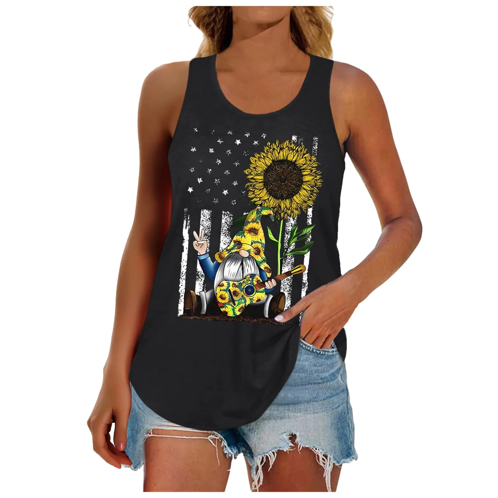 

40# Vintage Vest Top Shirt 2021 Casual Sleeveless Summer Shirt Round-neck Cotton Floral Printed Women's Blouse Chemise Femme