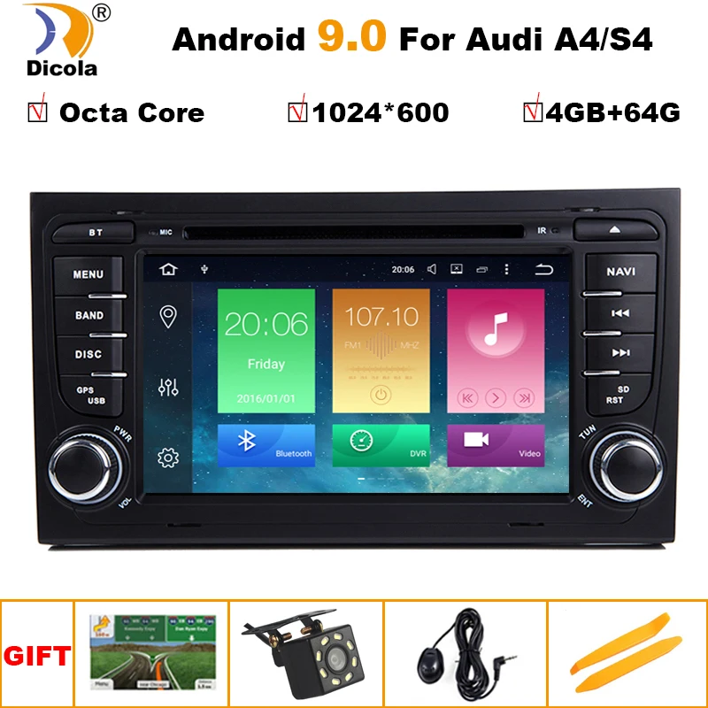 4G+ 64G 2 Din 7 дюймов Android 9,0 Octa Core радио автомобиль DVD плеер для автомобиля Audi A4 B6 B7 S4 B7 B6 RS4 2002-2008 RS4 B7 сиденье Exeo 2008-2012