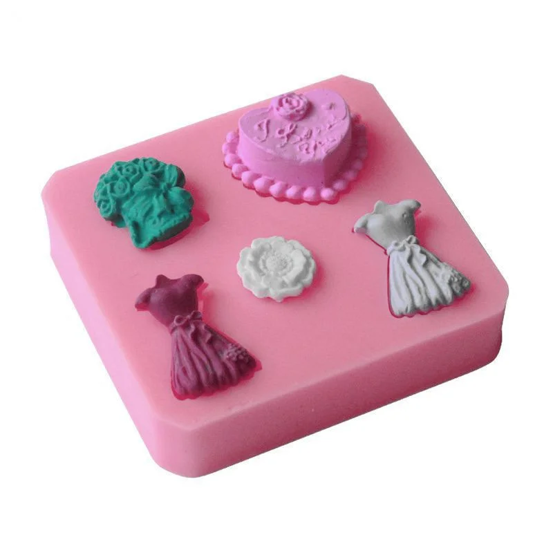

Love Heart Skirt 3D Silicone Mold Cake Chocolate Molds Cookies Pastry Pudding Ice Cube Mould Wedding Decoration DIY Baking Tools
