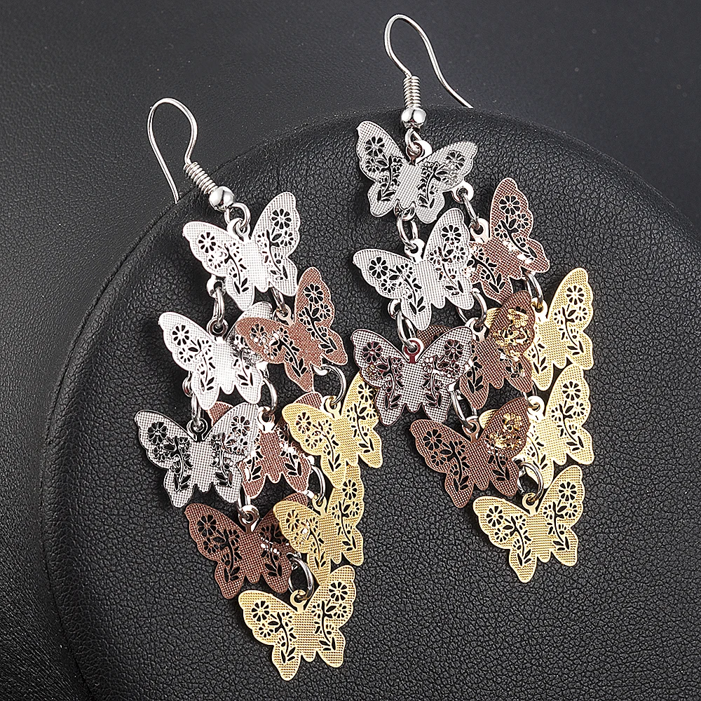 Серьги-подвески в форме бабочки женские уникальные висячие украшения с крючком