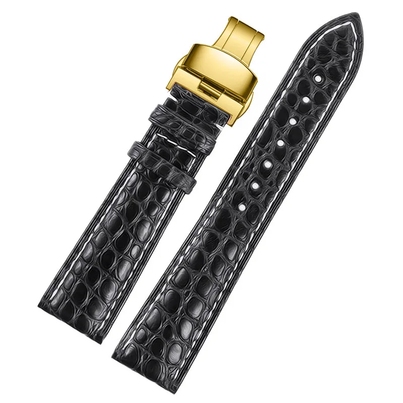 

Luxury American Crocodile Leather Strap for Brand Wristwatches Men 14mm-22mm Alligator Genuine Leather Watch Band Black Brown