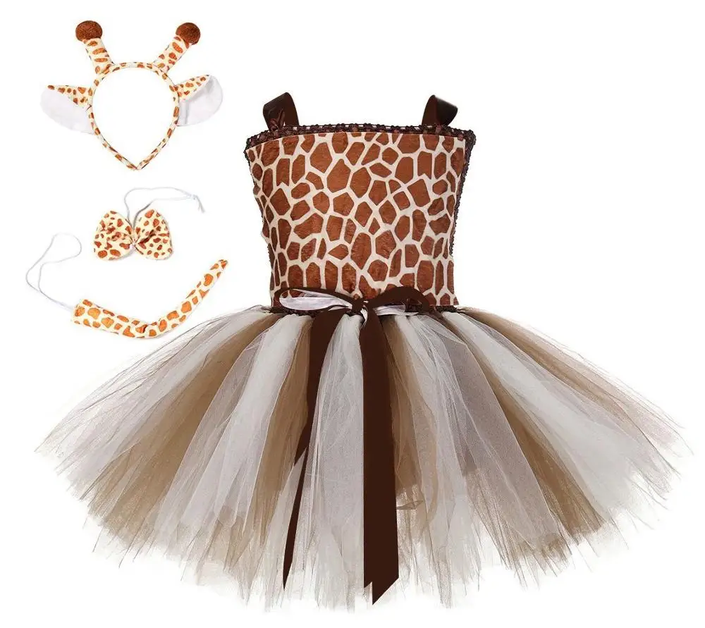 Животные из зооппарка олень костюм жирафа для девочек От 1 до 12 лет платье-пачка в