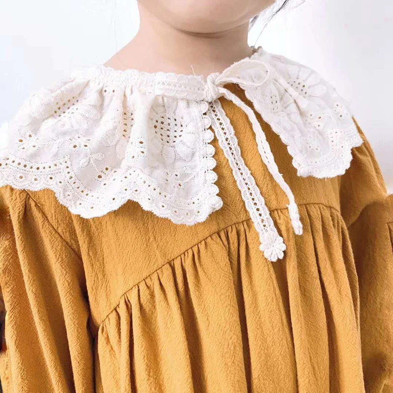 Женская детская шаль воротник кружевной отворот однотонная ажурная рубашка