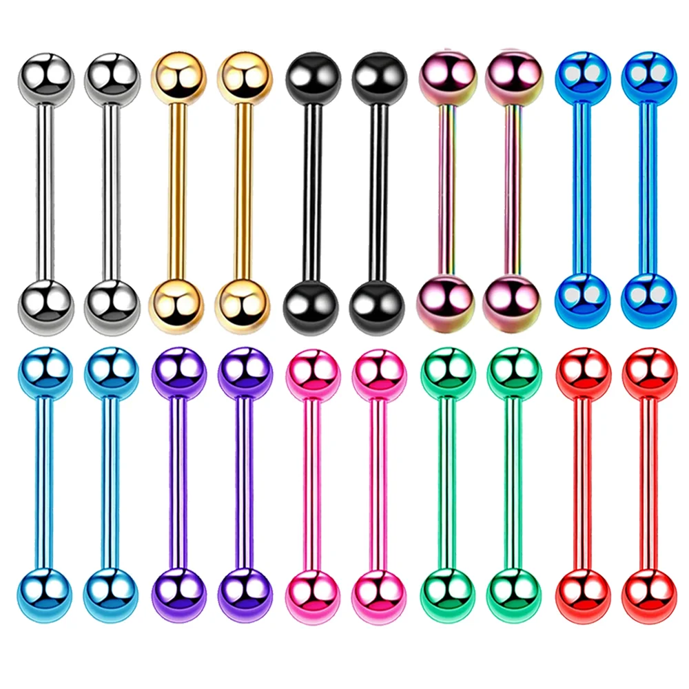 Набор колец для пирсинга языка стержень из нержавеющей стали под розовое золото