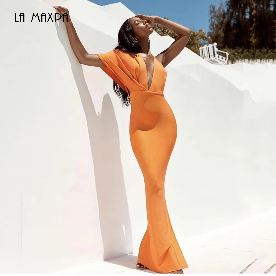2021 летнее новое женское сексуальное оранжевое ДРАПИРОВАННОЕ длинное Бандажное